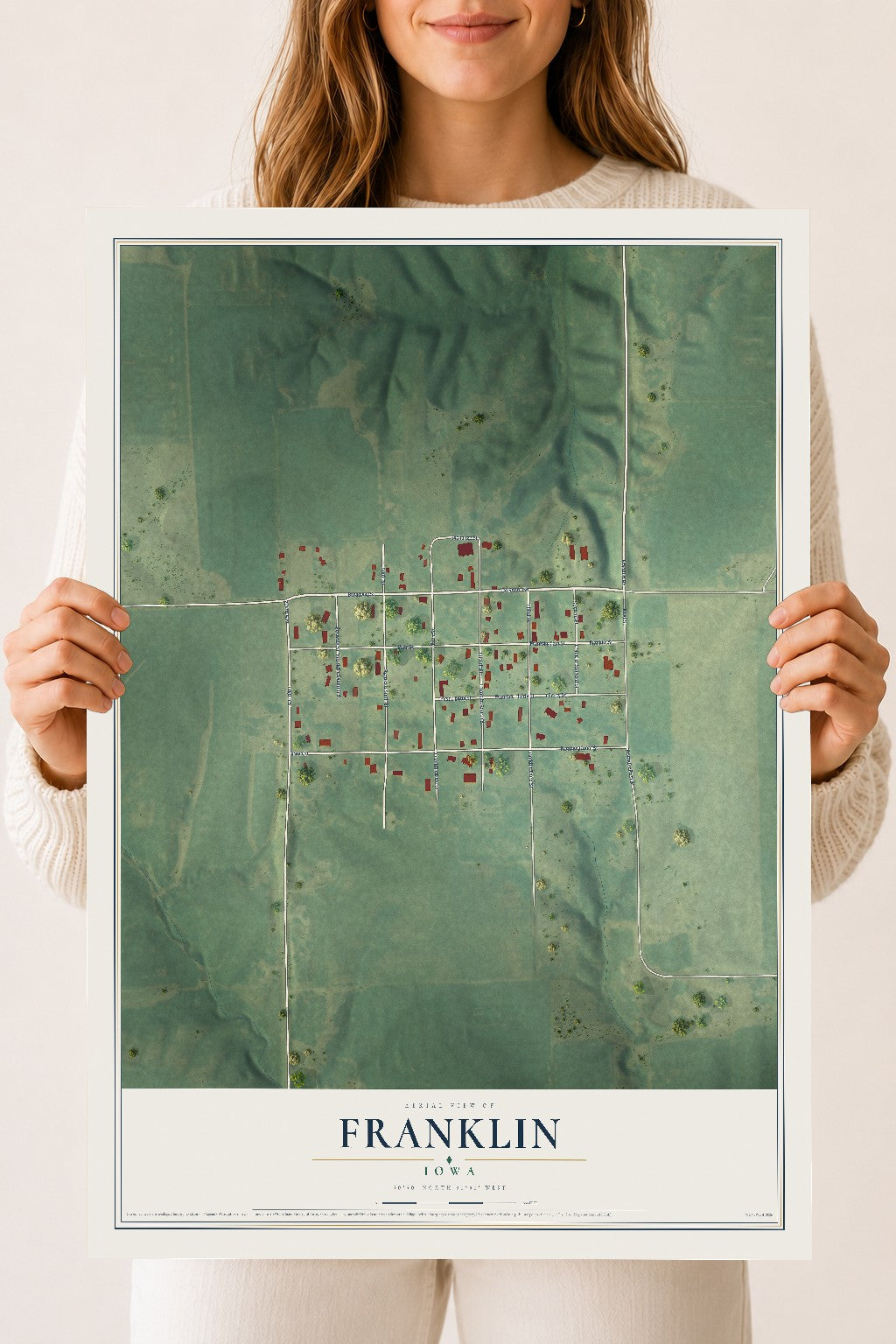 Map of Franklin, Iowa, 18 x 24 inch unframed archival matte print