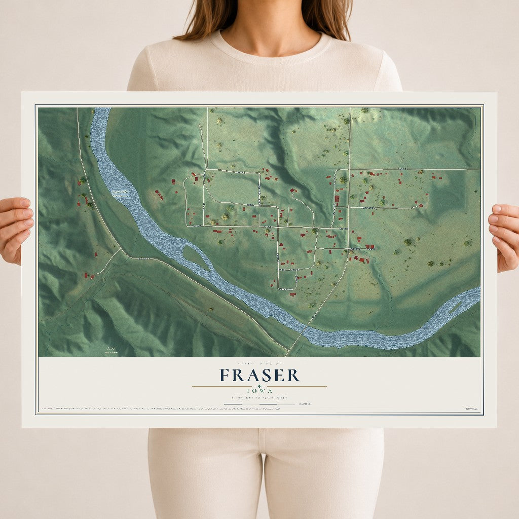 Map of Fraser, Iowa, 18 x 24 inch unframed archival matte print