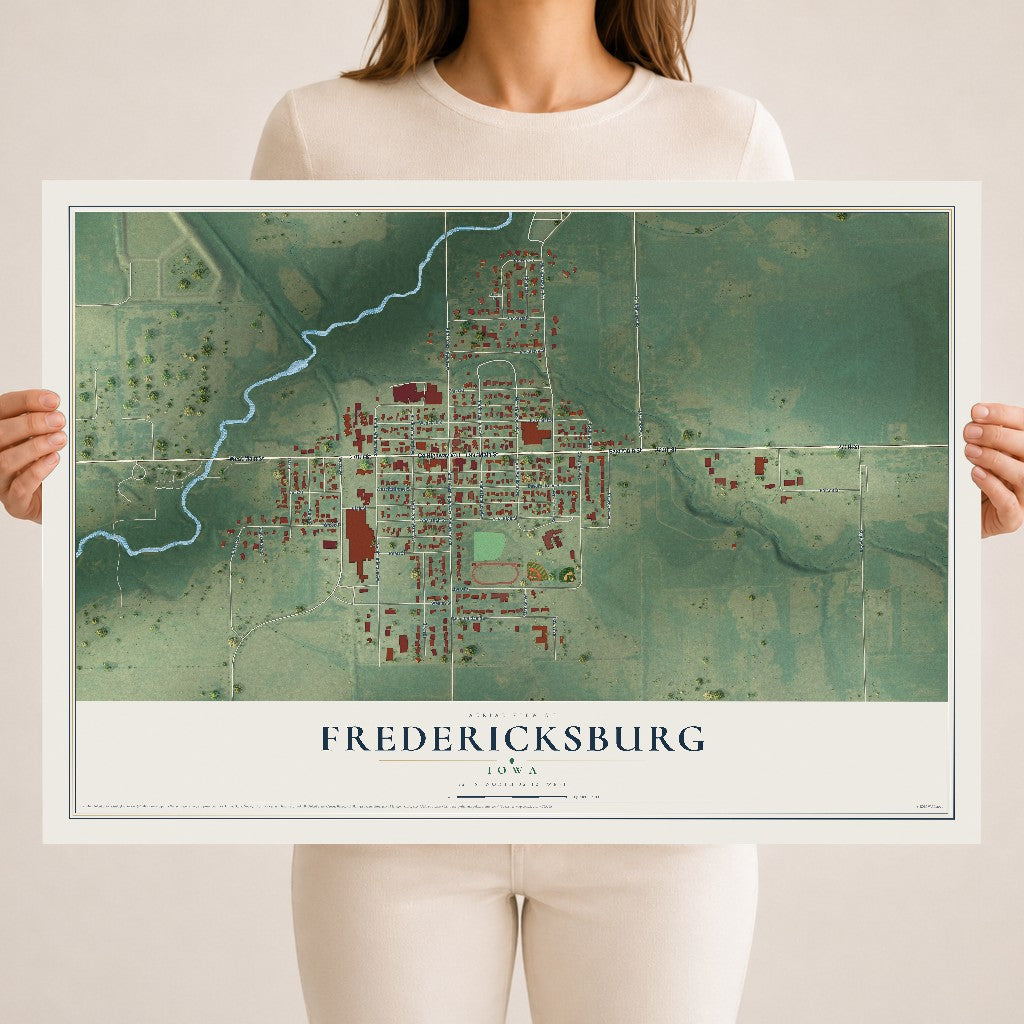 Map of Fredericksburg, Iowa, 18 x 24 inch unframed archival matte print