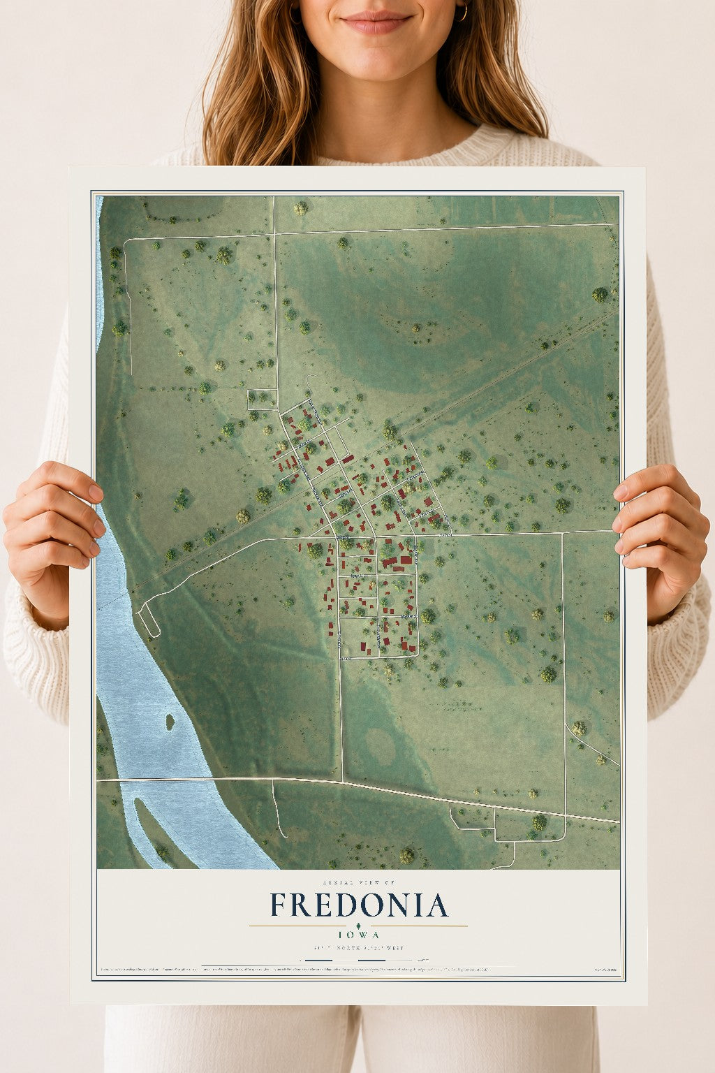 Map of Fredonia, Iowa, 18 x 24 inch unframed archival matte print