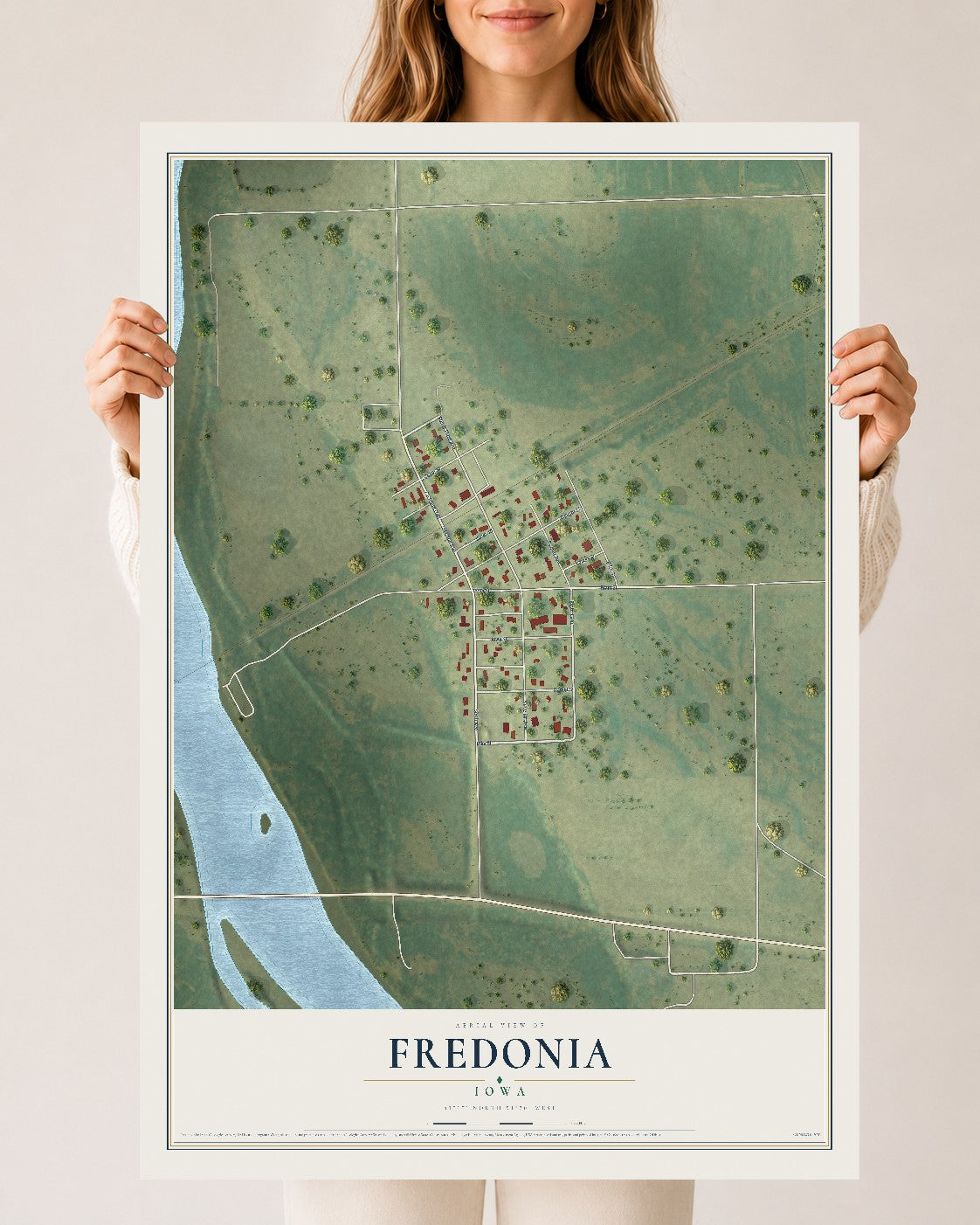 Map of Fredonia, Iowa, 24 x 36 inch unframed archival matte print