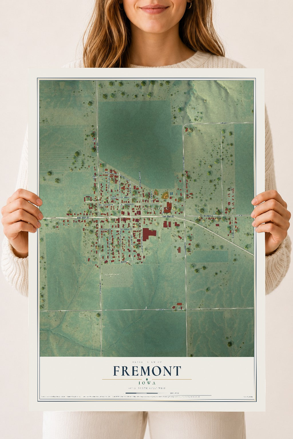 Map of Fremont, Iowa, 18 x 24 inch unframed archival matte print