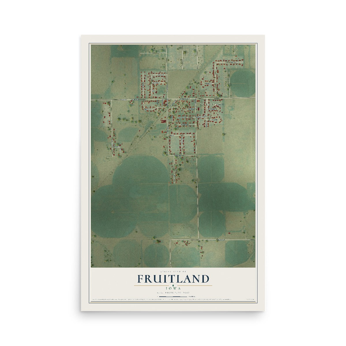 Map of Fruitland, Iowa, 12 x 18 inch unframed archival matte print