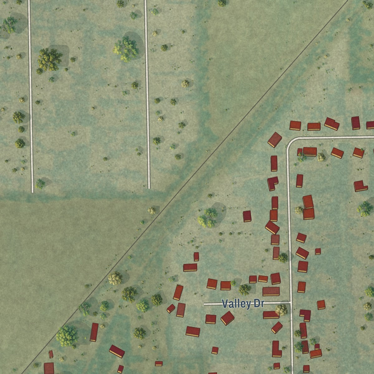 Second close-up of the map of Fruitland, Iowa print showing more streets and buildings