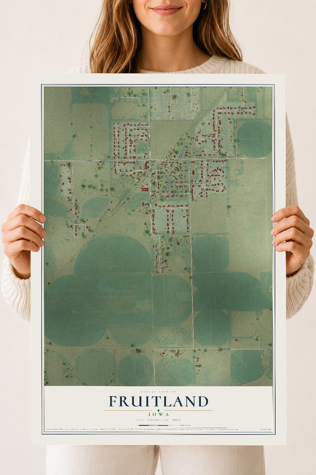Map of Fruitland, Iowa, 18 x 24 inch unframed archival matte print