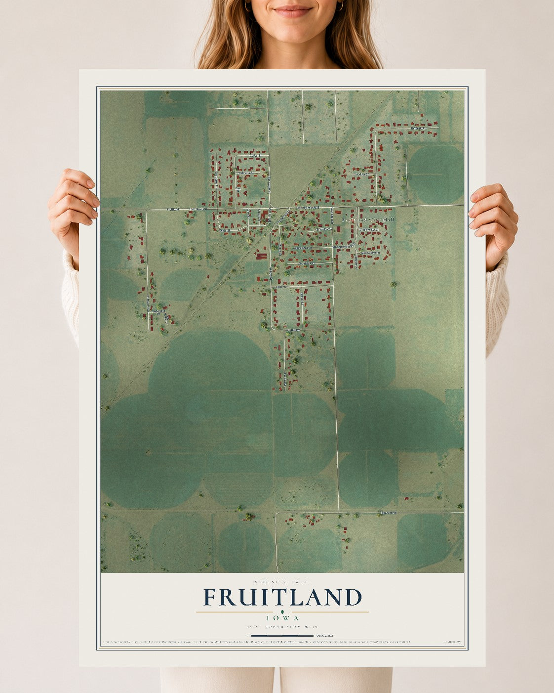 Map of Fruitland, Iowa, 24 x 36 inch unframed archival matte print