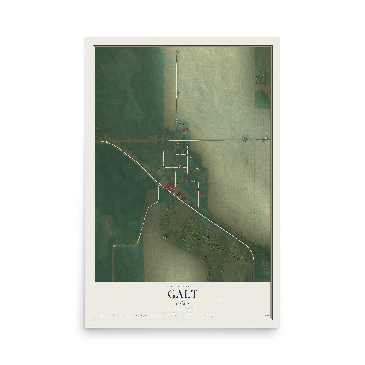 Map of Galt, Iowa, 12 x 18 inch unframed archival matte print