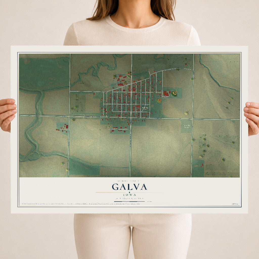 Map of Galva, Iowa, 18 x 24 inch unframed archival matte print