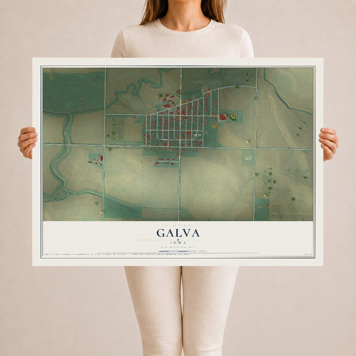 Map of Galva, Iowa, 24 x 36 inch unframed archival matte print