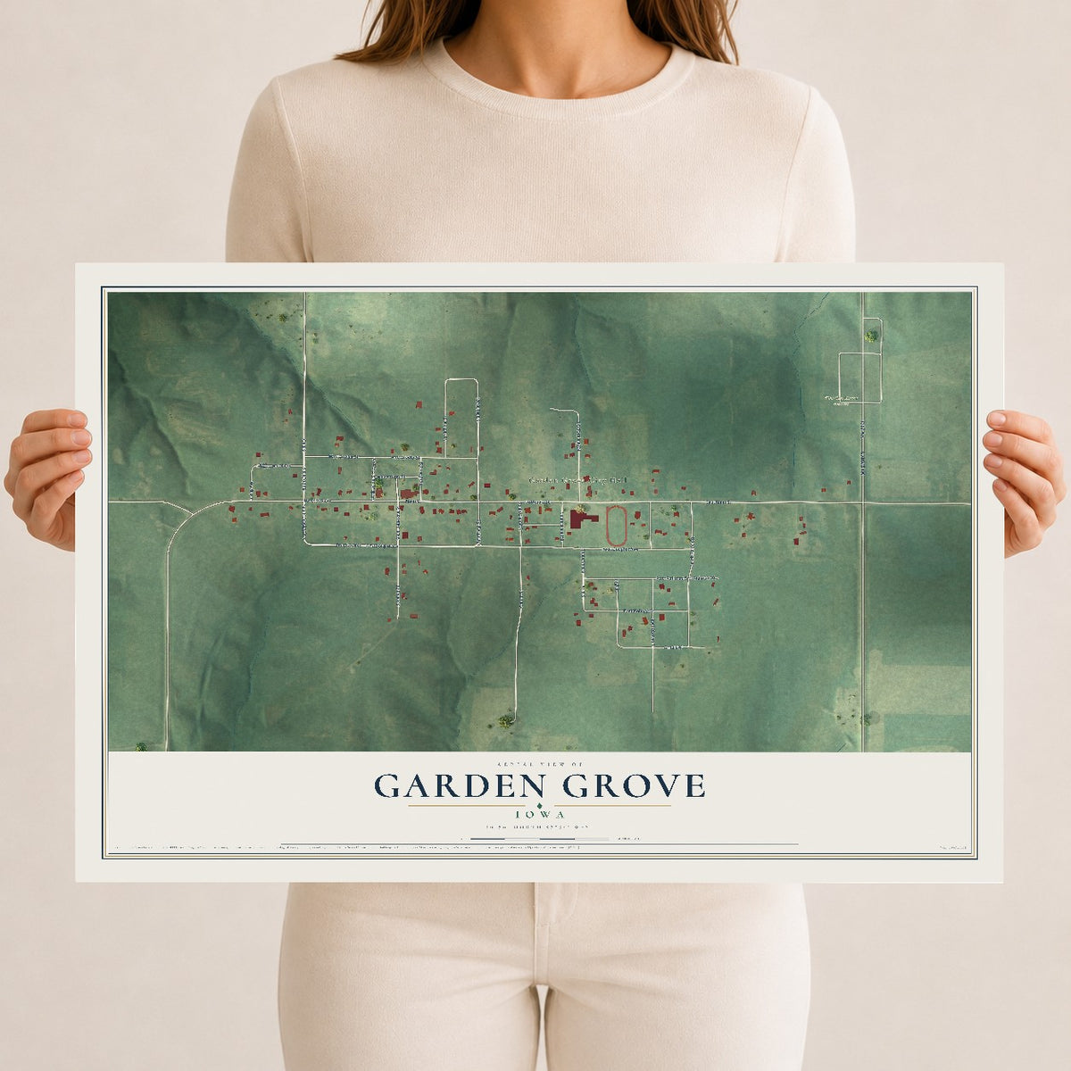 Map of Garden Grove, Iowa, 12 x 18 inch unframed archival matte print