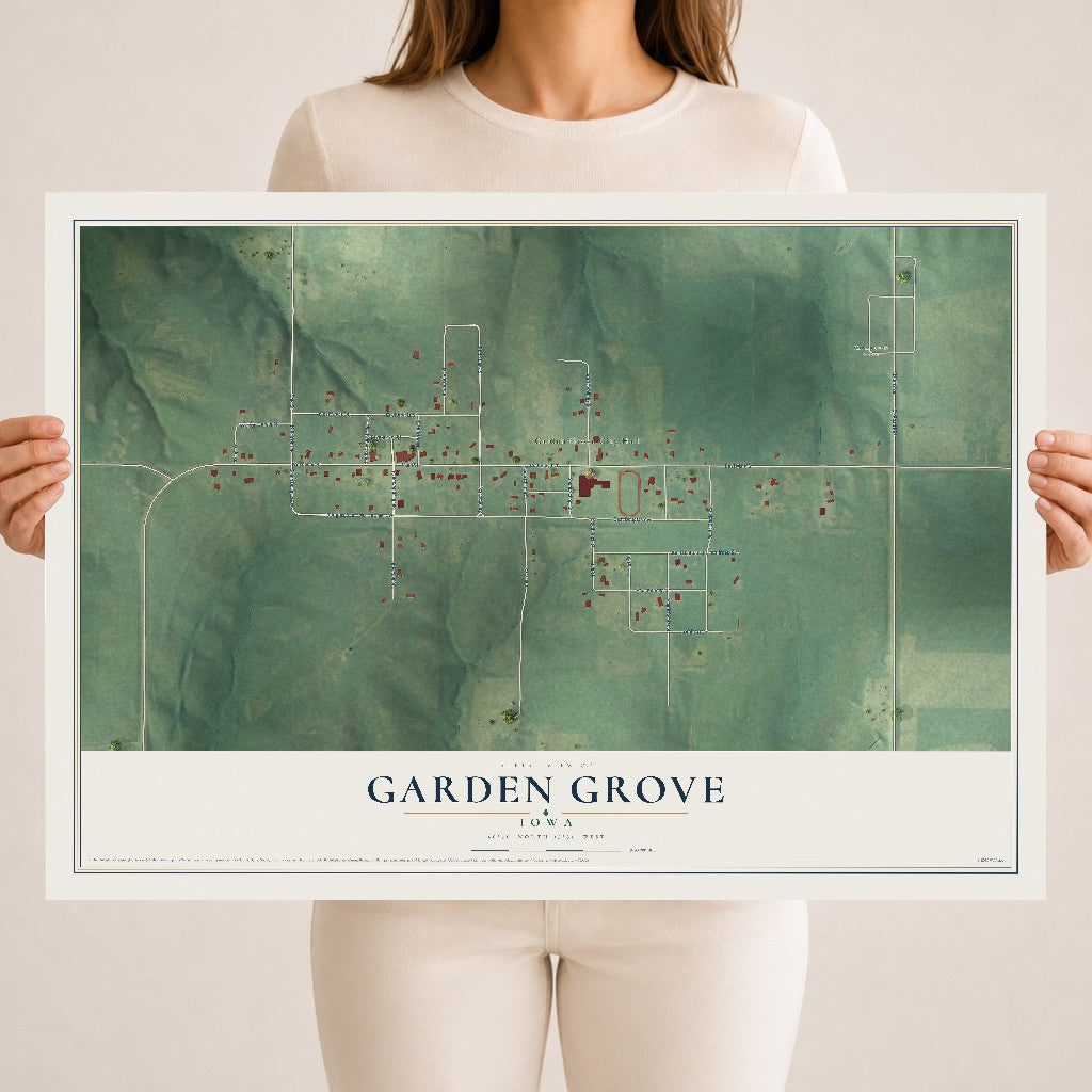 Map of Garden Grove, Iowa, 18 x 24 inch unframed archival matte print