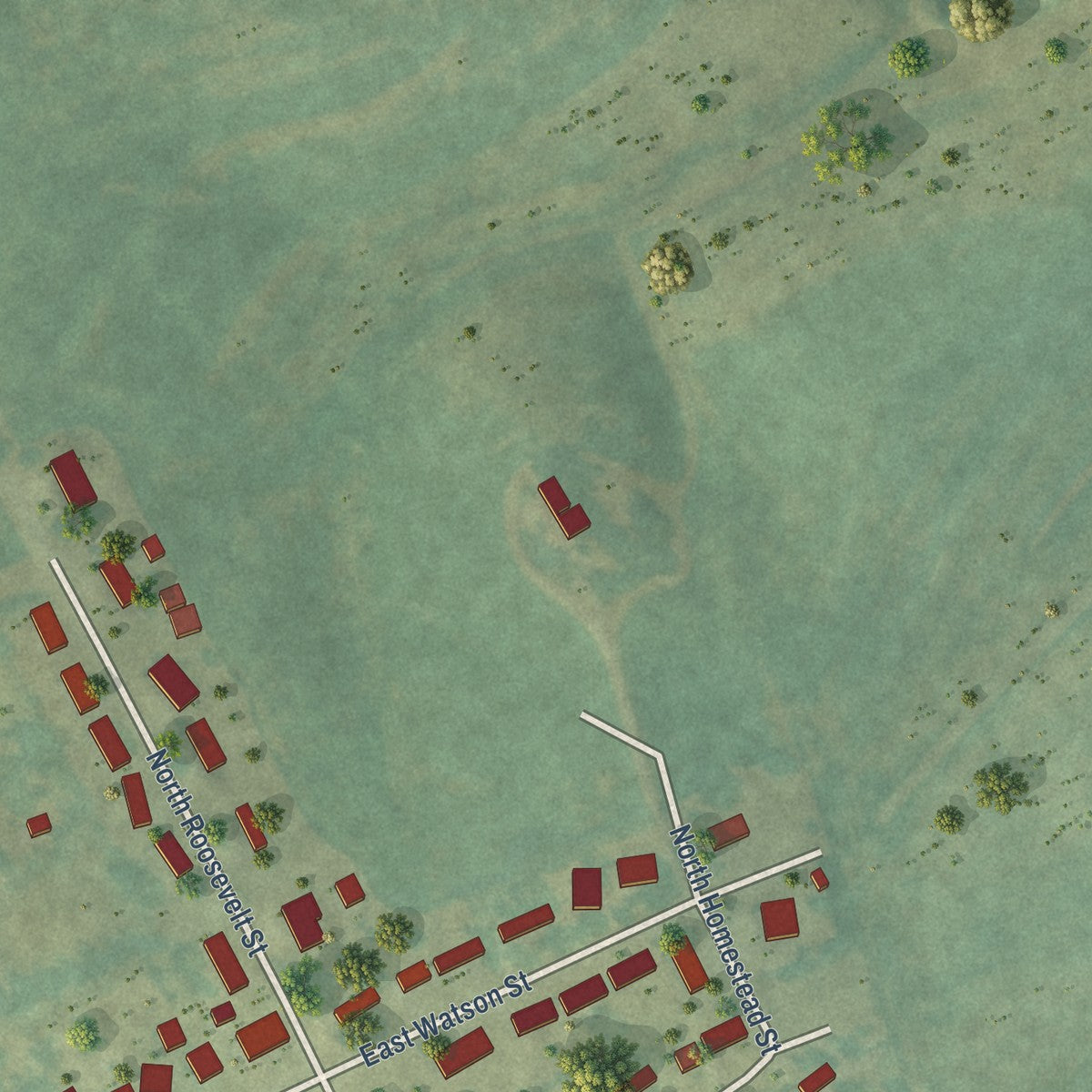 Second close-up of the map of Garnavillo, Iowa print showing more streets and buildings
