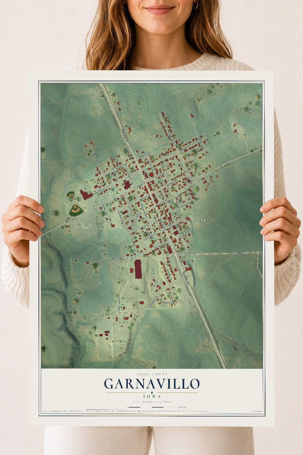Map of Garnavillo, Iowa, 18 x 24 inch unframed archival matte print