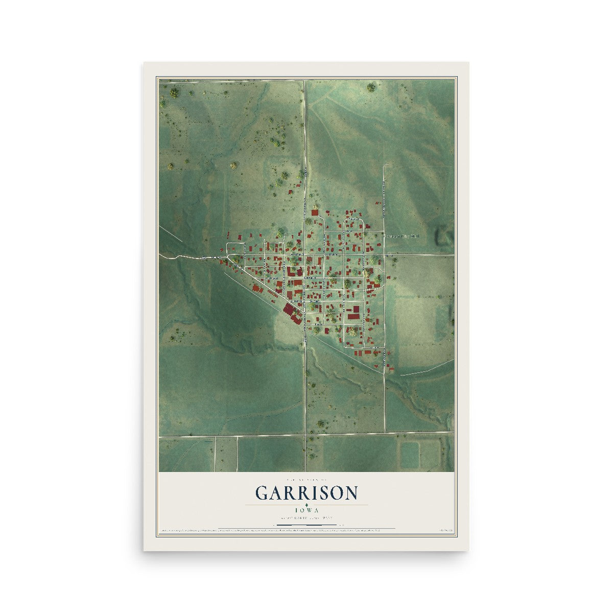 Map of Garrison, Iowa, 12 x 18 inch unframed archival matte print