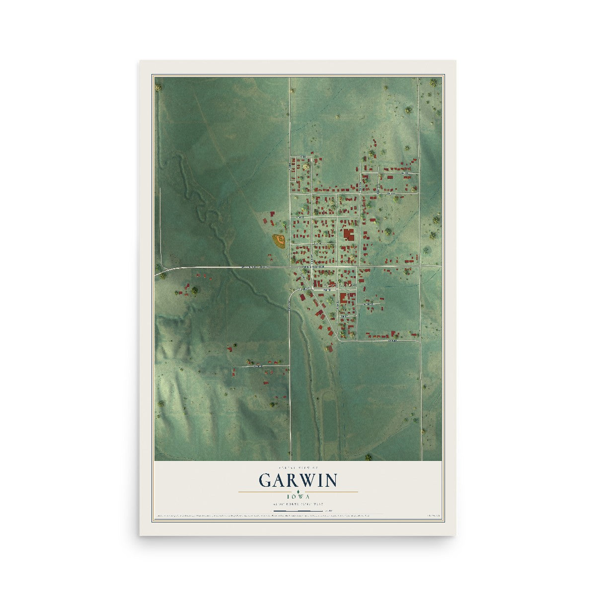 Map of Garwin, Iowa, 12 x 18 inch unframed archival matte print