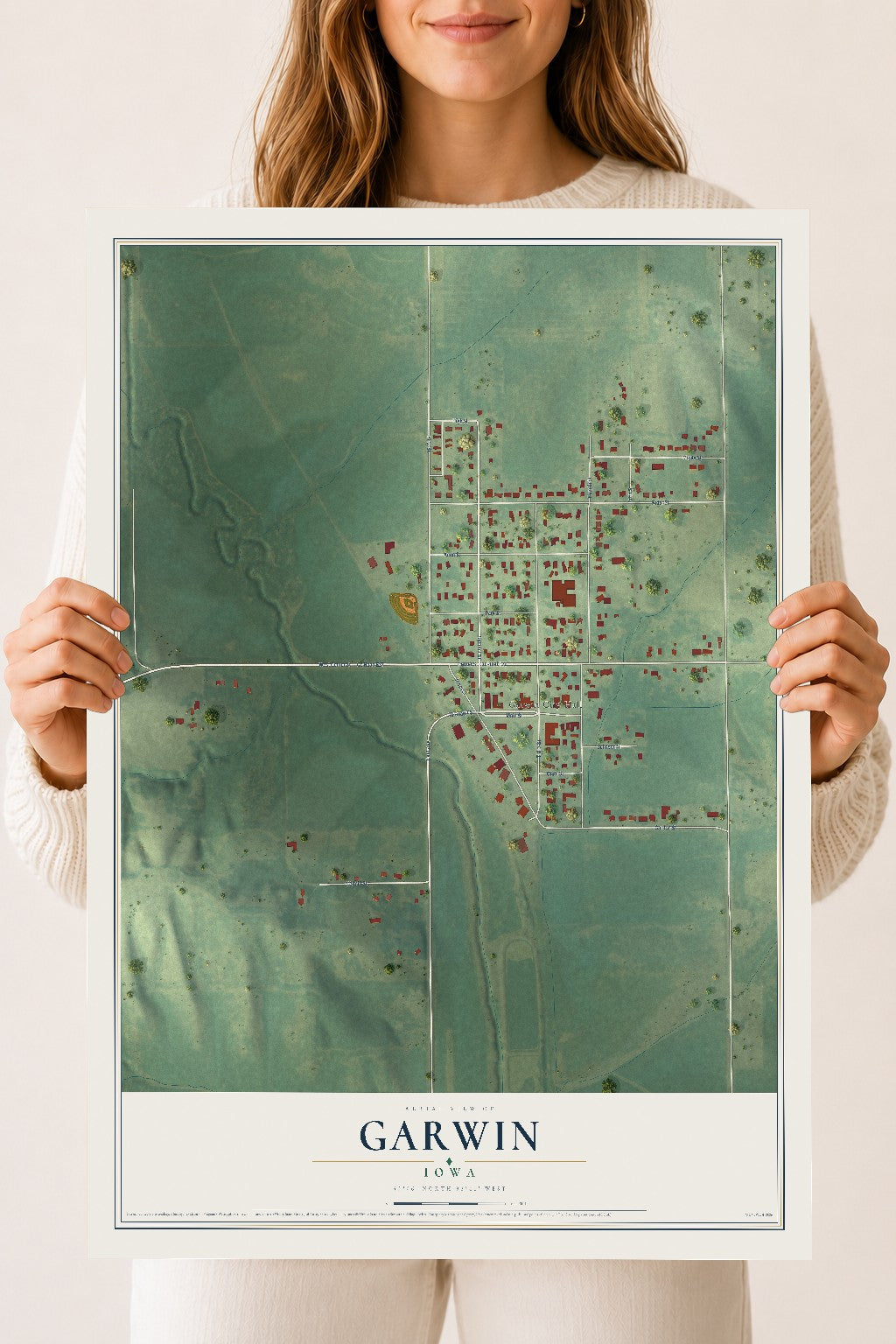 Map of Garwin, Iowa, 18 x 24 inch unframed archival matte print