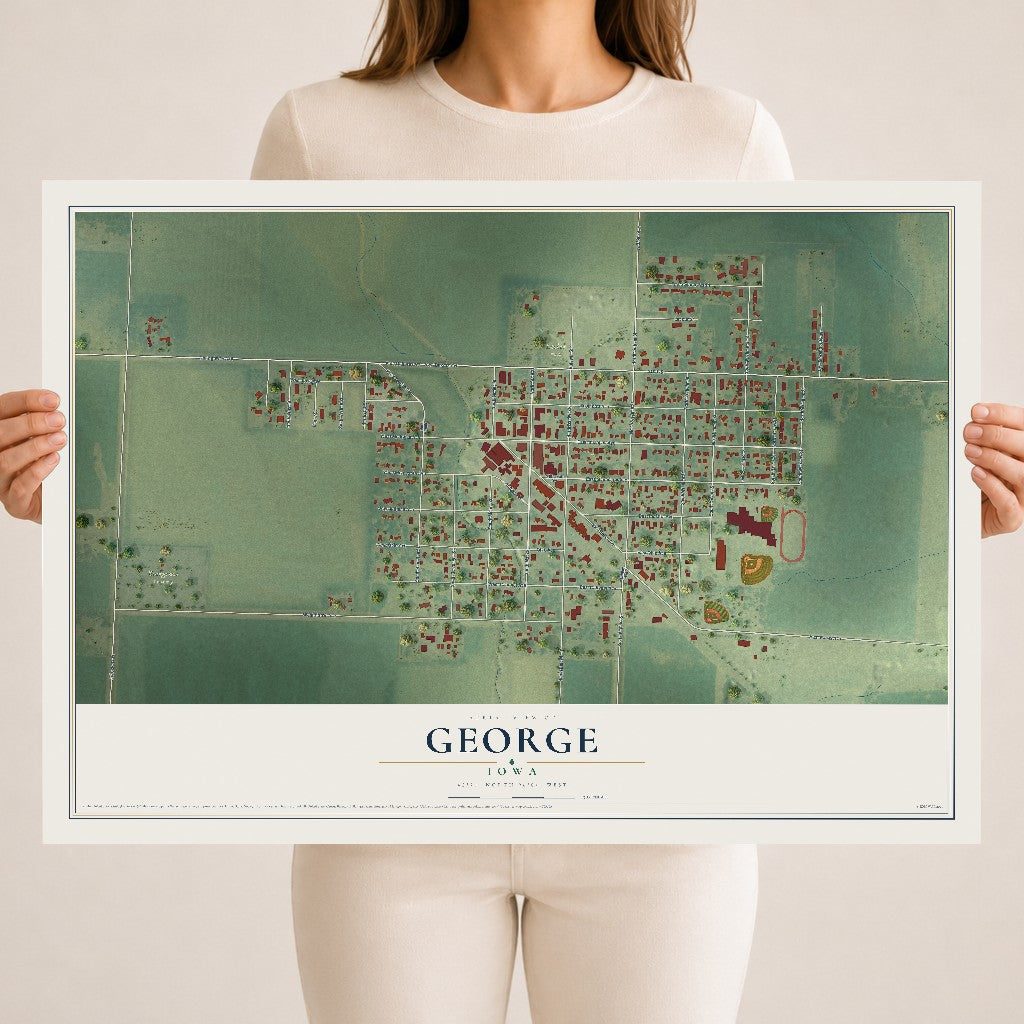 Map of George, Iowa, 18 x 24 inch unframed archival matte print