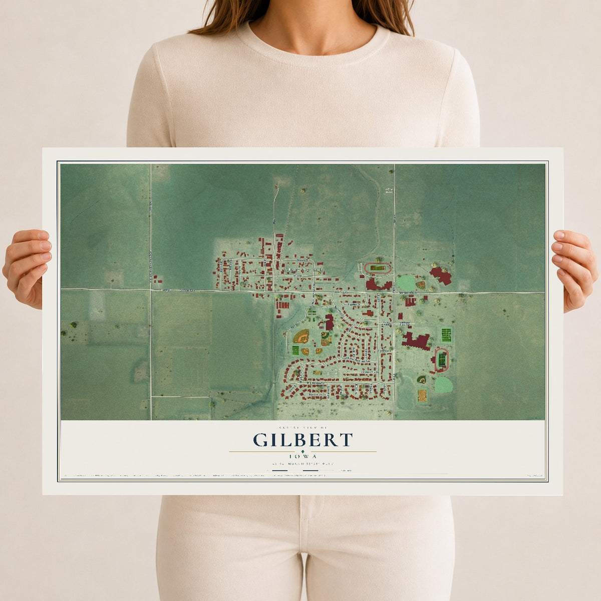 Map of Gilbert, Iowa, 12 x 18 inch unframed archival matte print