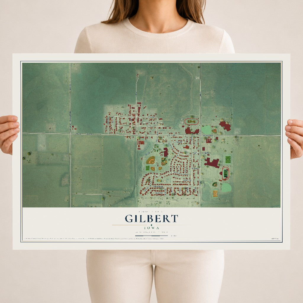 Map of Gilbert, Iowa, 18 x 24 inch unframed archival matte print