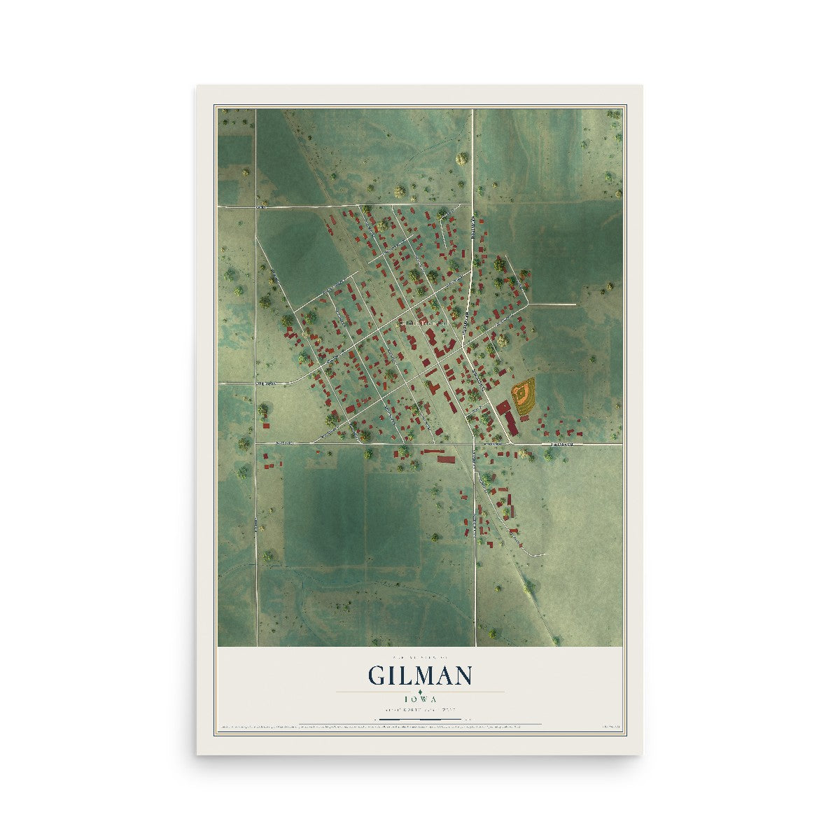 Map of Gilman, Iowa, 12 x 18 inch unframed archival matte print