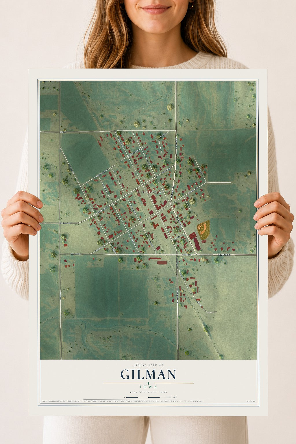 Map of Gilman, Iowa, 18 x 24 inch unframed archival matte print
