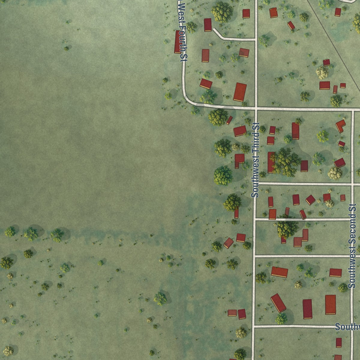 Second close-up of the map of Gilmore City, Iowa print showing more streets and buildings