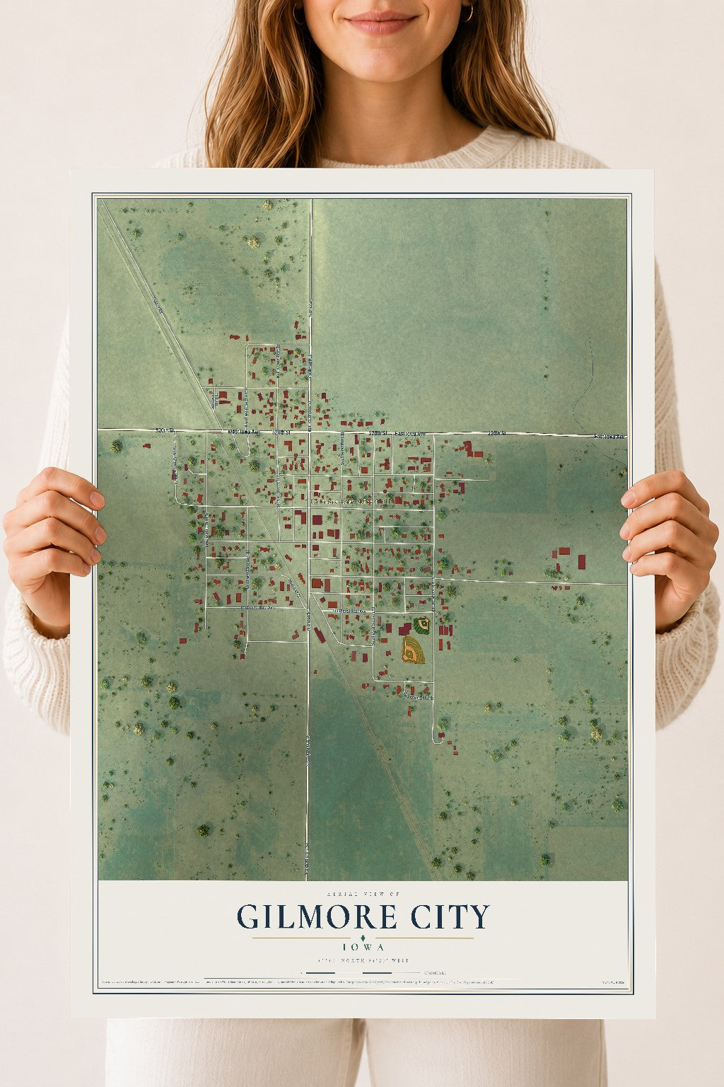 Map of Gilmore City, Iowa, 18 x 24 inch unframed archival matte print
