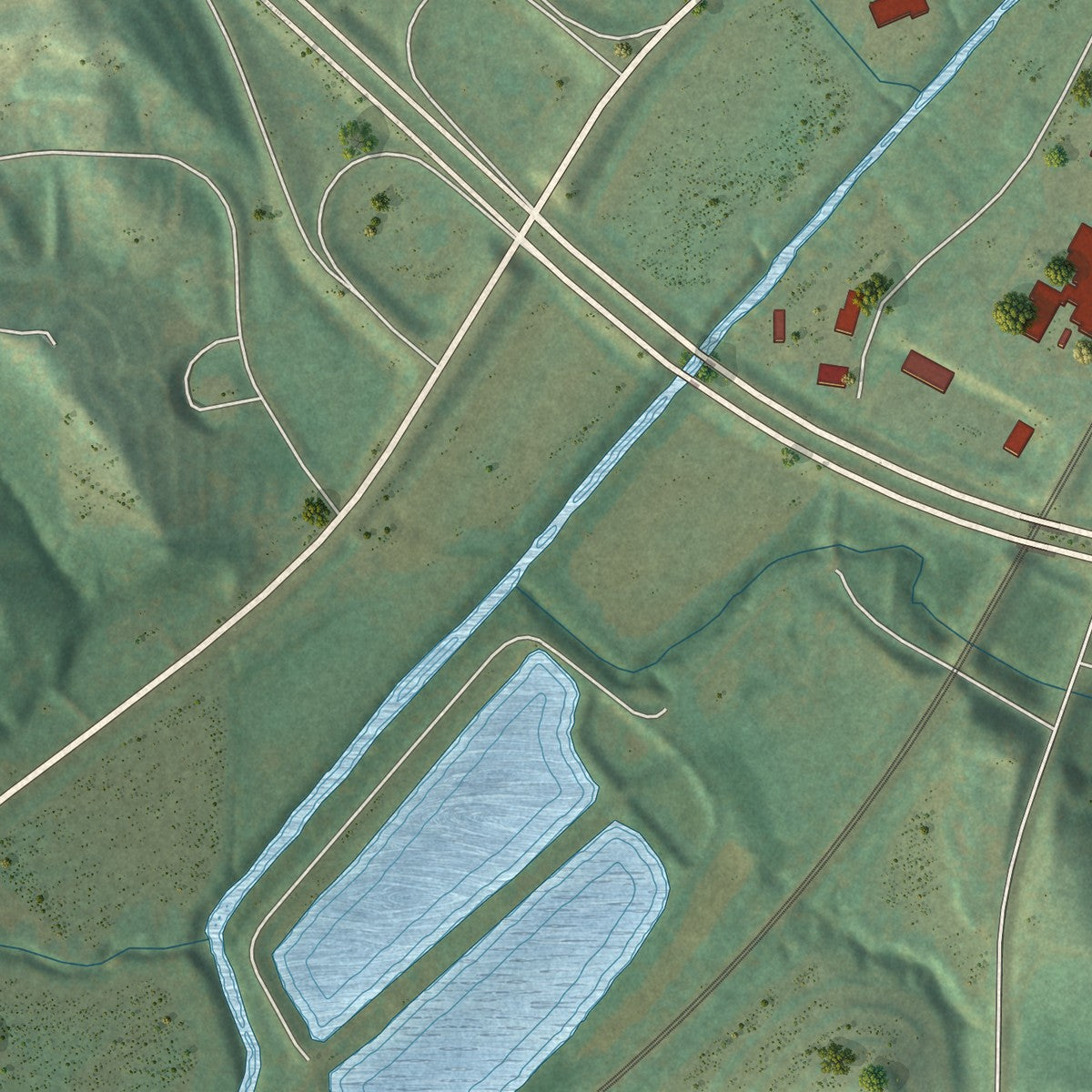 Second close-up of the map of Glenwood, Iowa print showing more streets and buildings