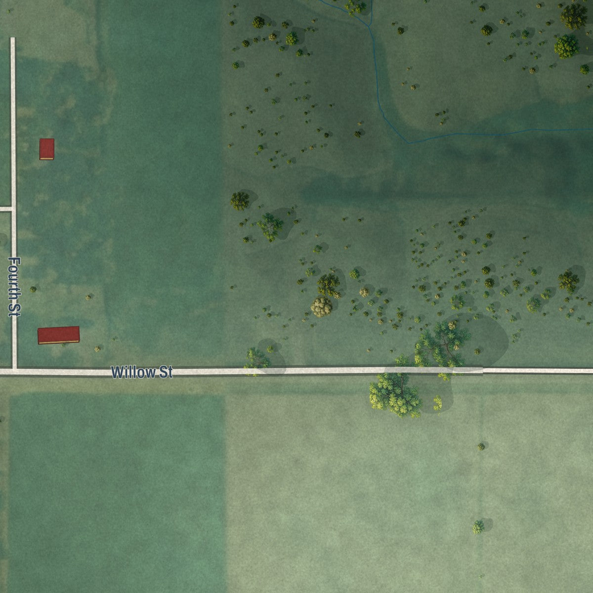 Second close-up of the map of Goodell, Iowa print showing more streets and buildings