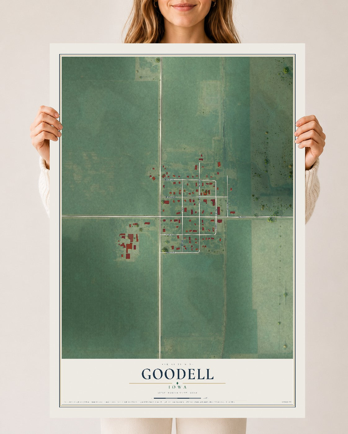 Map of Goodell, Iowa, 24 x 36 inch unframed archival matte print