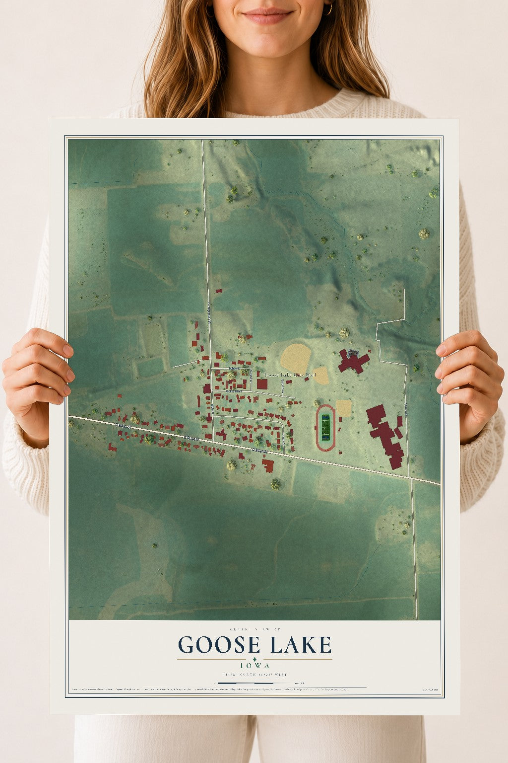 Map of Goose Lake, Iowa, 18 x 24 inch unframed archival matte print