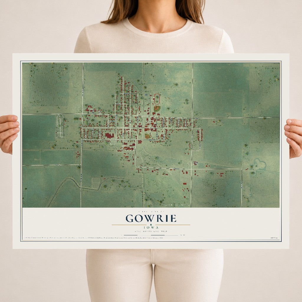 Map of Gowrie, Iowa, 18 x 24 inch unframed archival matte print