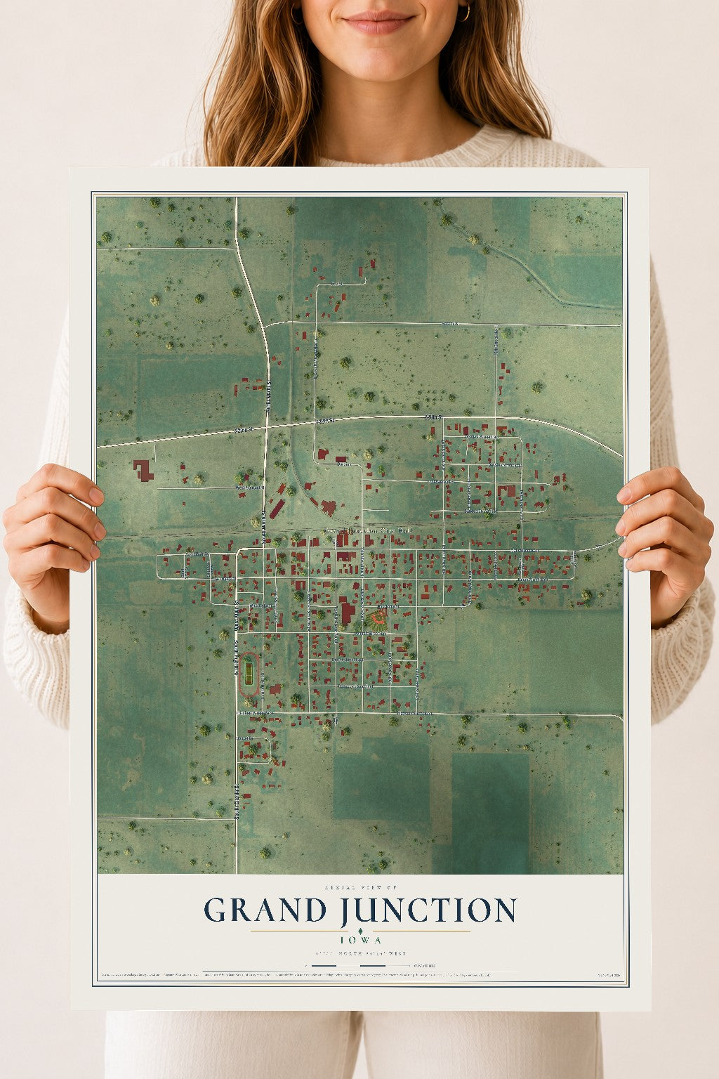 Map of Grand Junction, Iowa, 18 x 24 inch unframed archival matte print