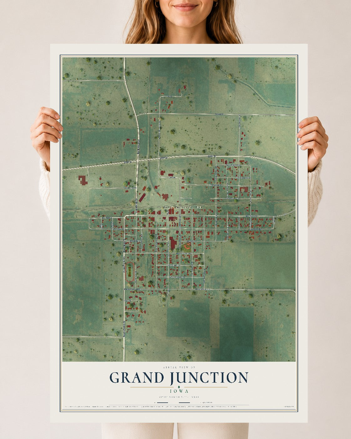 Map of Grand Junction, Iowa, 24 x 36 inch unframed archival matte print