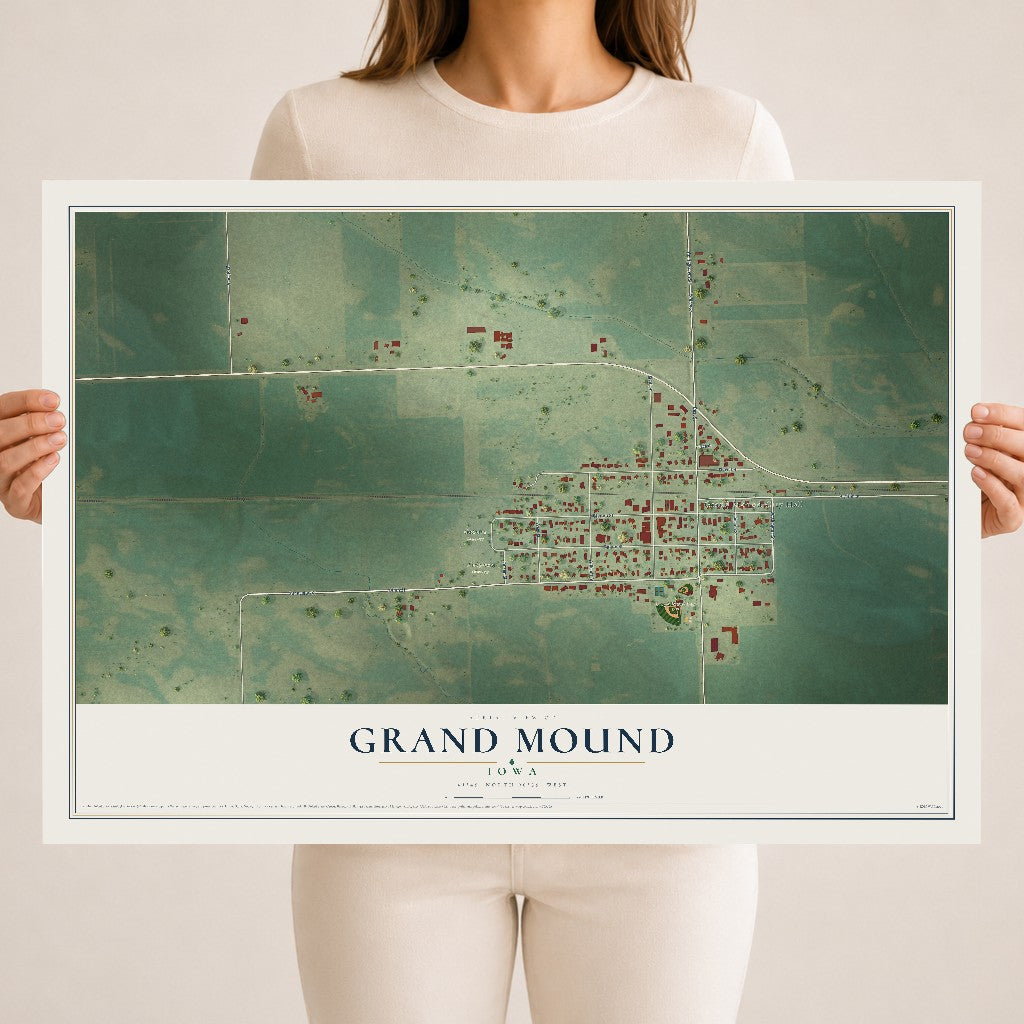 Map of Grand Mound, Iowa, 18 x 24 inch unframed archival matte print