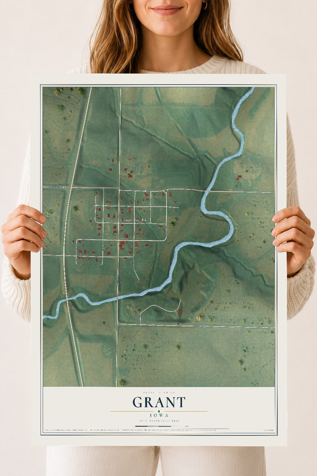 Map of Grant, Iowa, 18 x 24 inch unframed archival matte print