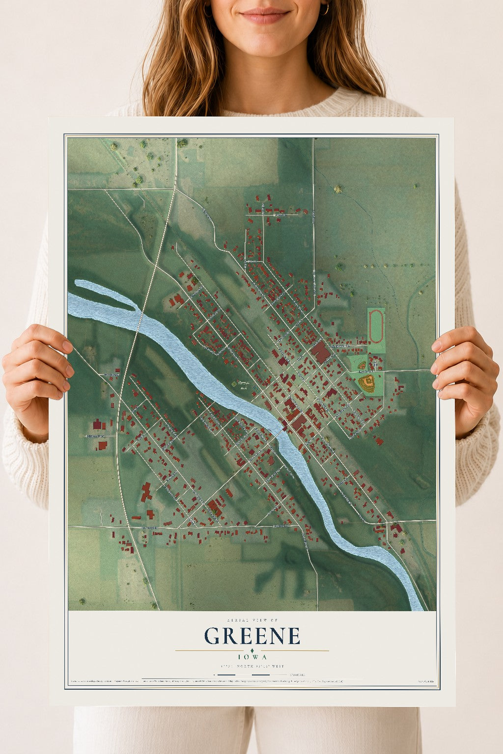 Map of Greene, Iowa, 18 x 24 inch unframed archival matte print
