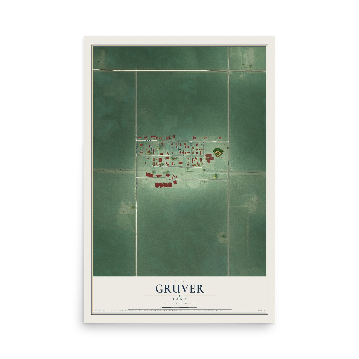 Map of Gruver, Iowa, 12 x 18 inch unframed archival matte print