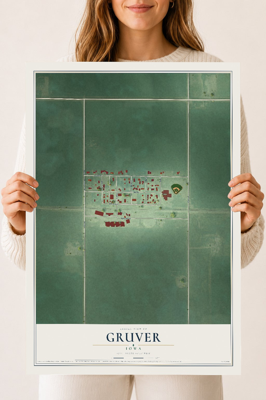 Map of Gruver, Iowa, 18 x 24 inch unframed archival matte print