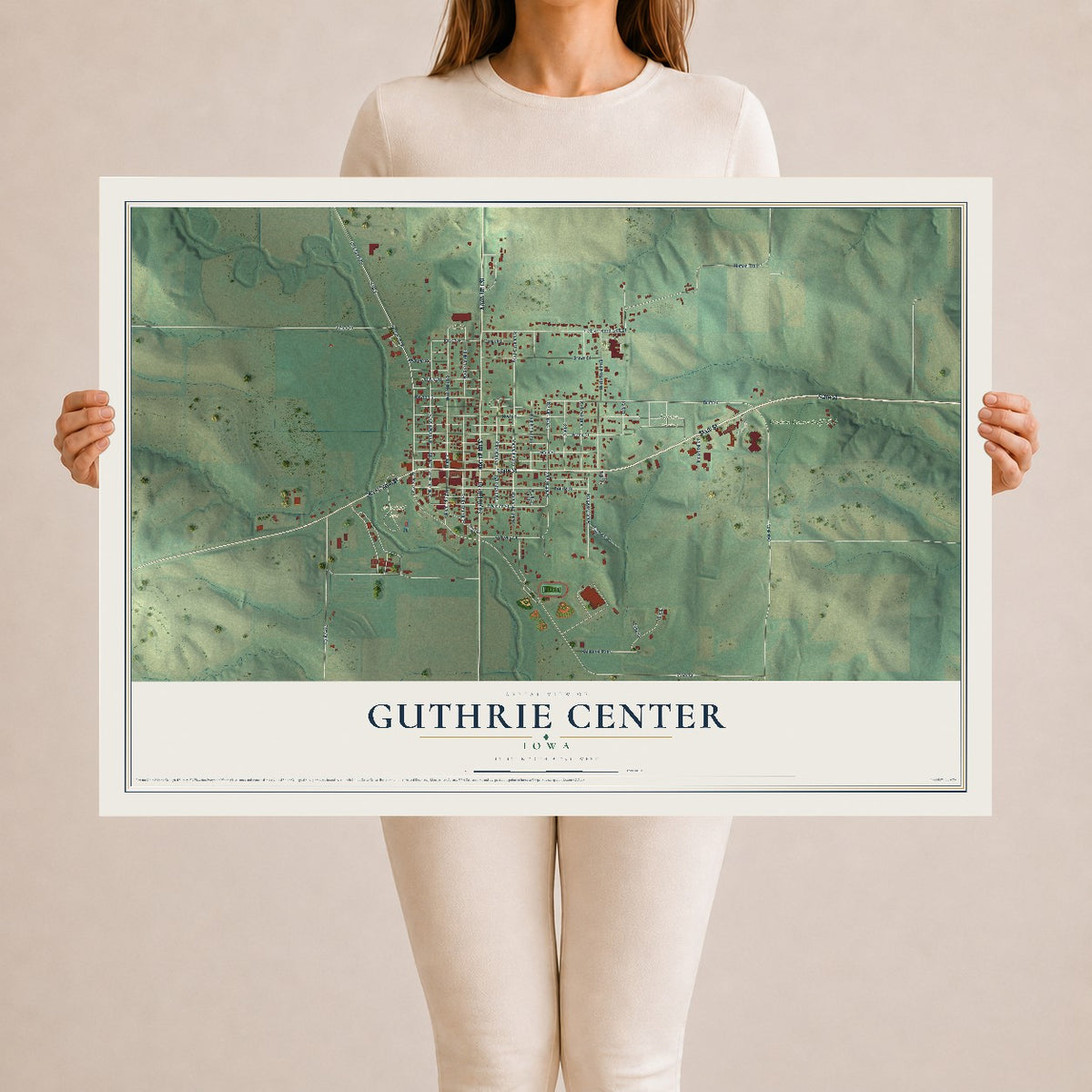 Map of Guthrie Center, Iowa, 24 x 36 inch unframed archival matte print
