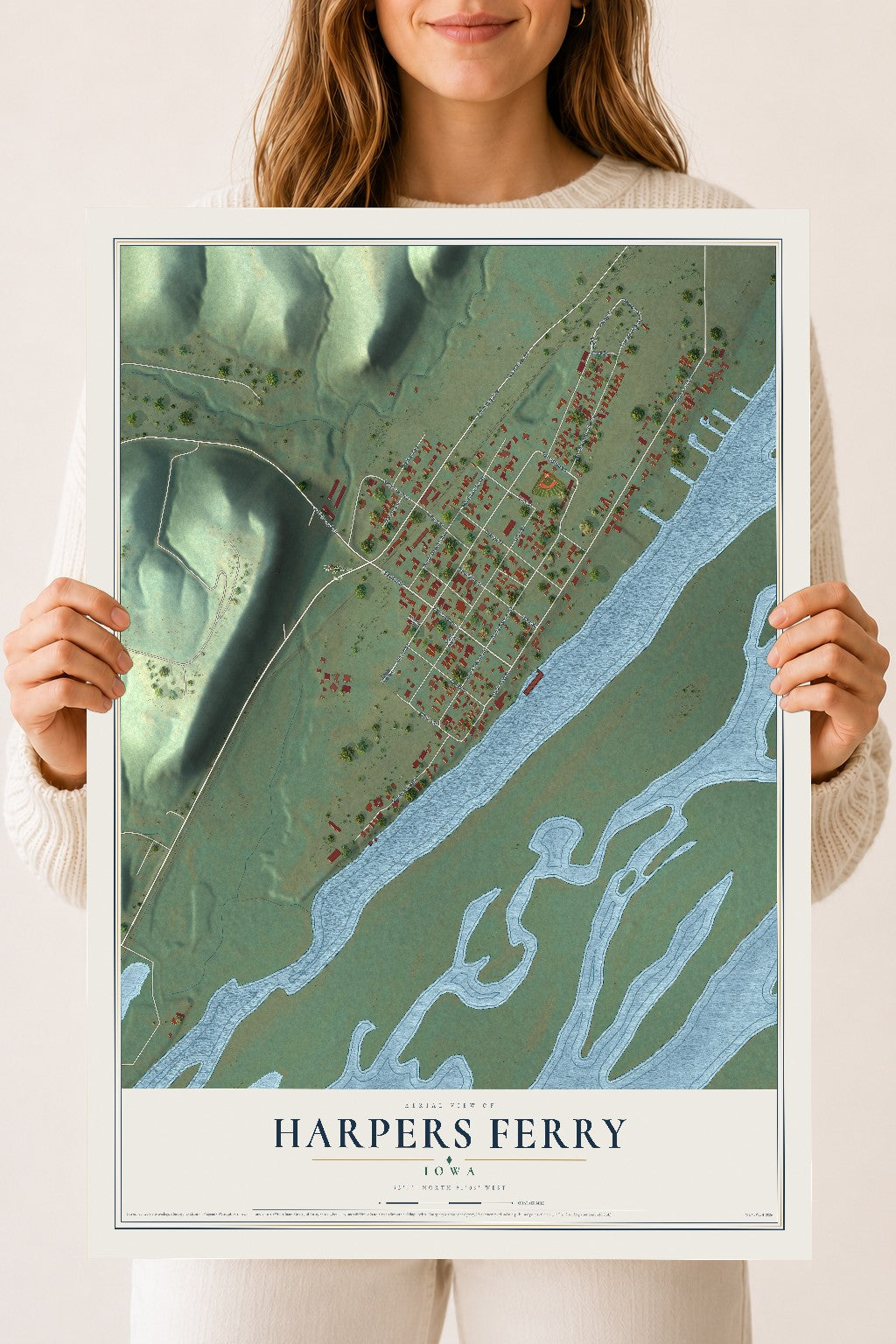 Map of Harpers Ferry, Iowa, 18 x 24 inch unframed archival matte print