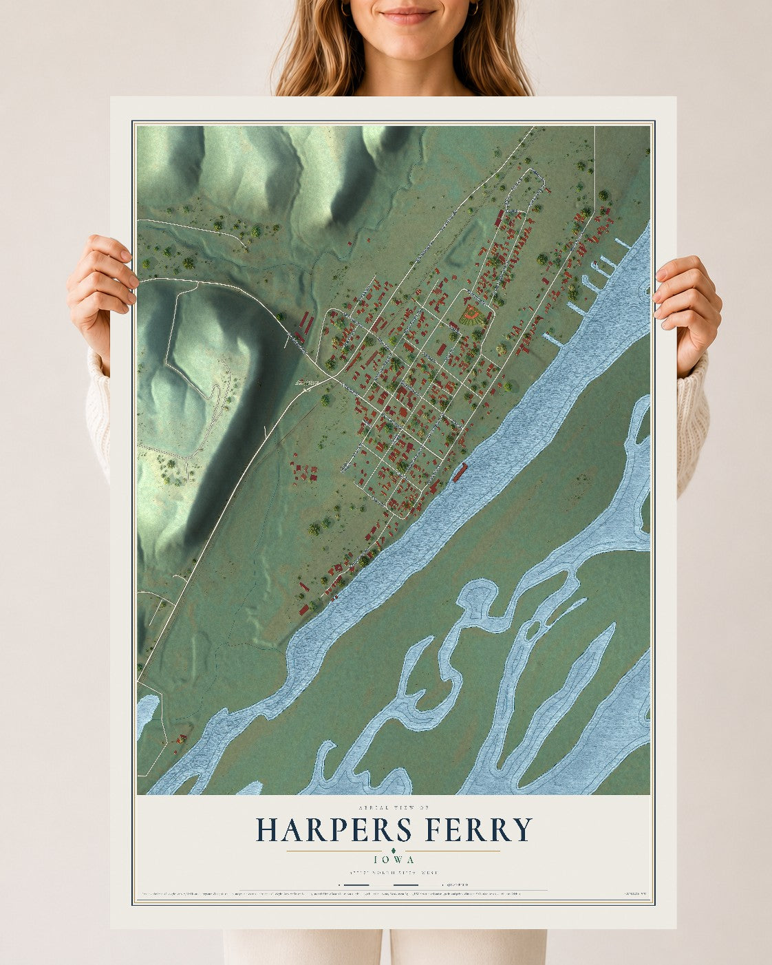 Map of Harpers Ferry, Iowa, 24 x 36 inch unframed archival matte print