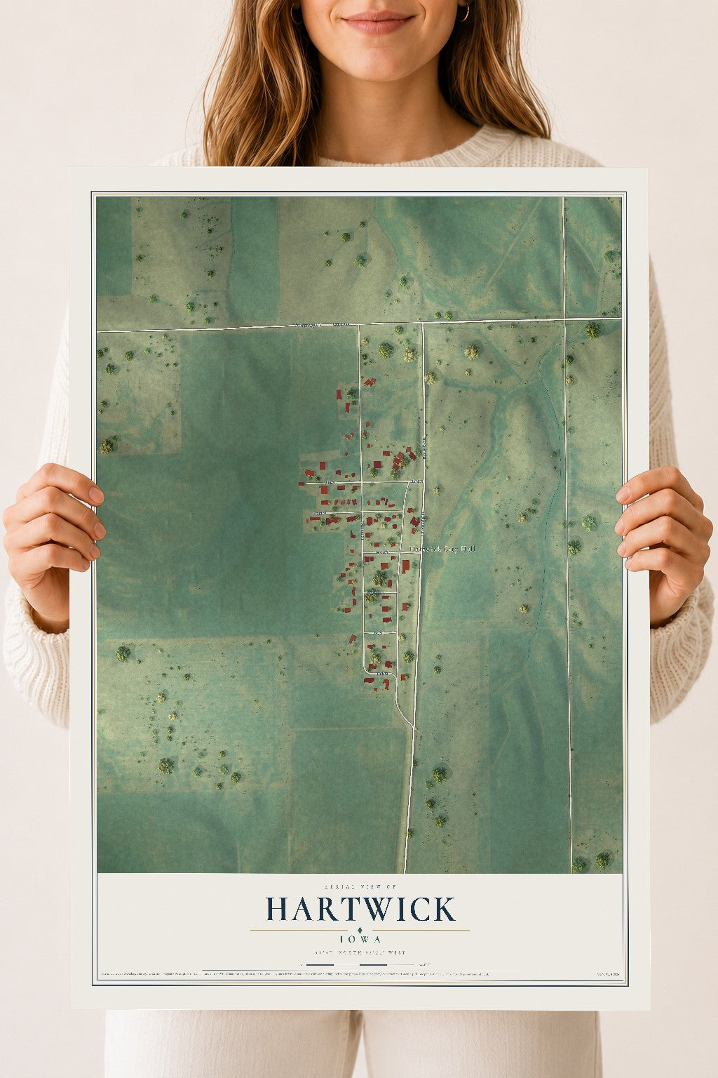 Map of Hartwick, Iowa, 18 x 24 inch unframed archival matte print