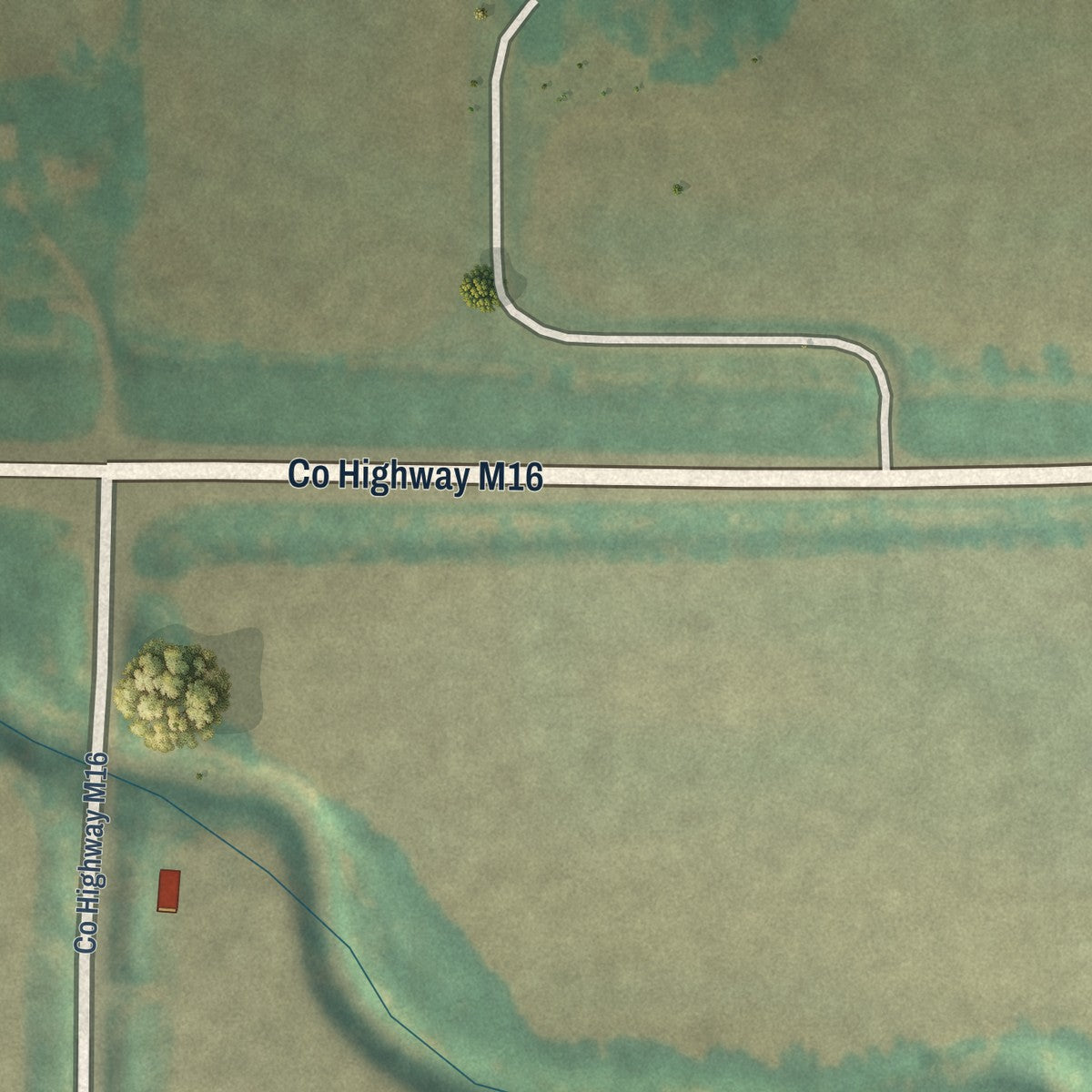 Second close-up of the map of Hastings, Iowa print showing more streets and buildings