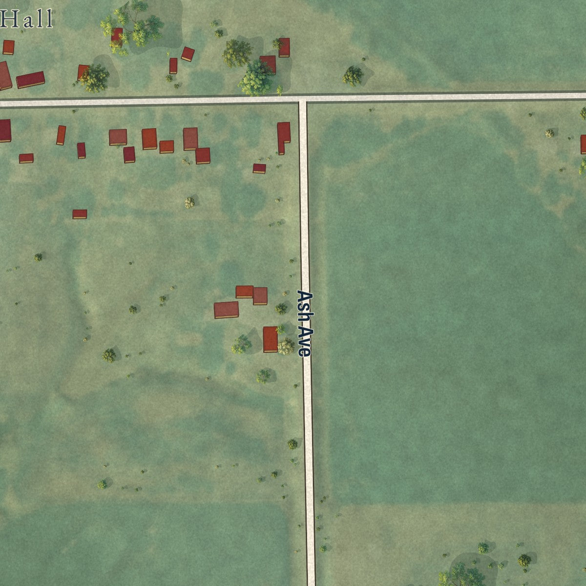 Second close-up of the map of Hillsboro, Iowa print showing more streets and buildings