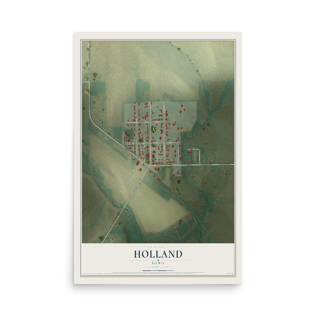 Map of Holland, Iowa, 12 x 18 inch unframed archival matte print