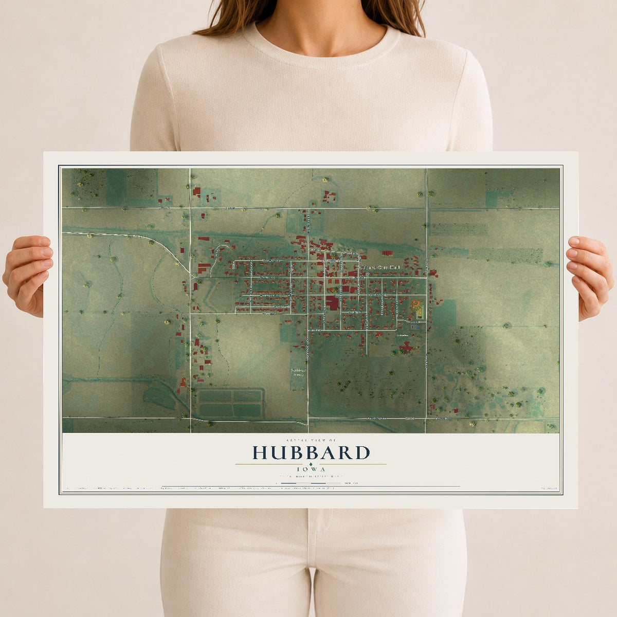 Map of Hubbard, Iowa, 12 x 18 inch unframed archival matte print