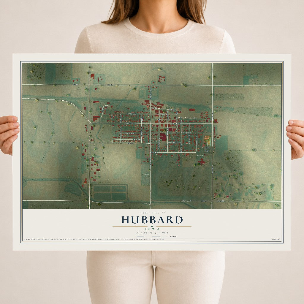 Map of Hubbard, Iowa, 18 x 24 inch unframed archival matte print