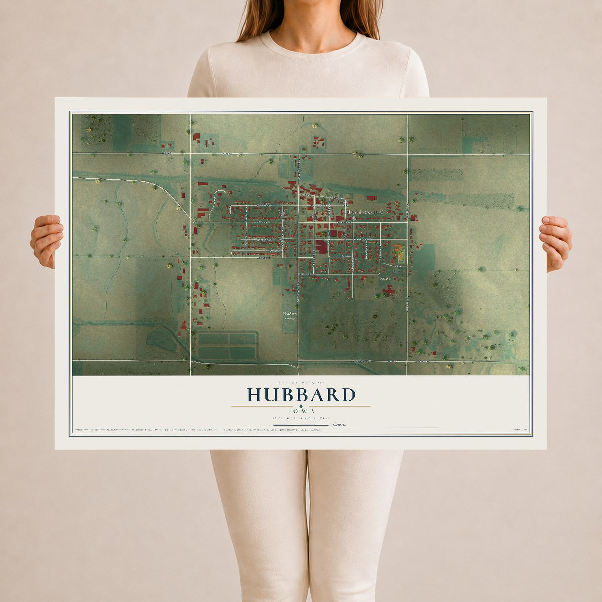 Map of Hubbard, Iowa, 24 x 36 inch unframed archival matte print