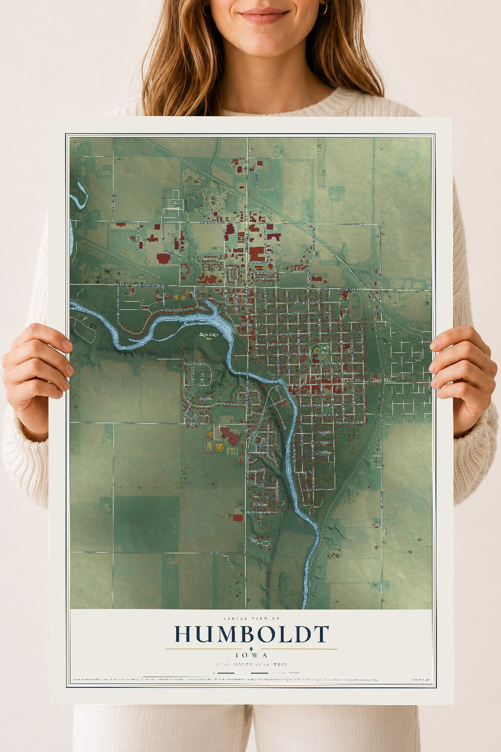 Map of Humboldt, Iowa, 18 x 24 inch unframed archival matte print